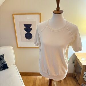 The Great short sleeve sweatshirt blouse in ecru